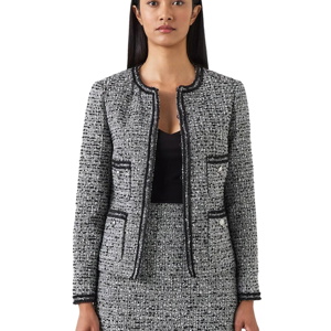 L.K. Bennett Charlie Black & Ivory Tweed & Trim Jacket